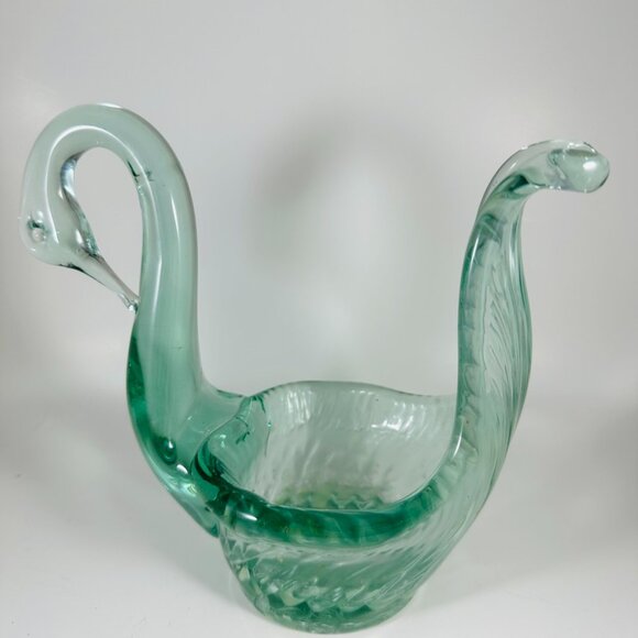 Beautiful Vintage handblown green glass swan in Murano style - Picture 5 of 8